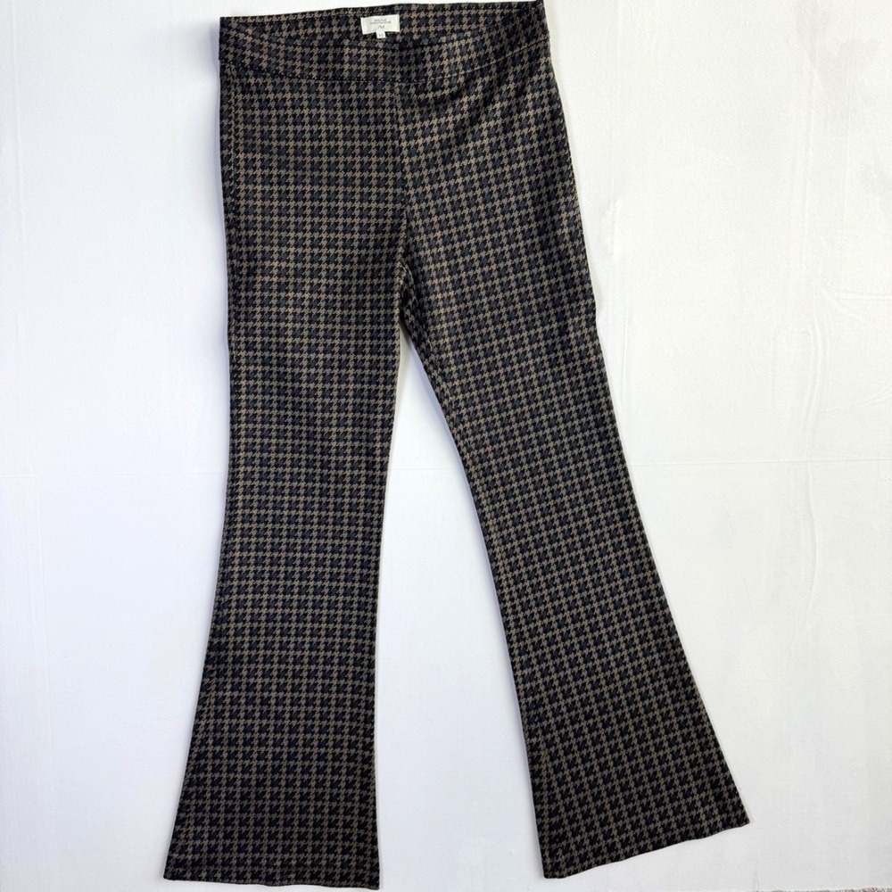 Avenue Montaigne Bellini Starling Houndstooth Flare Pants Brown Black Size 10 - Picture 2 of 14